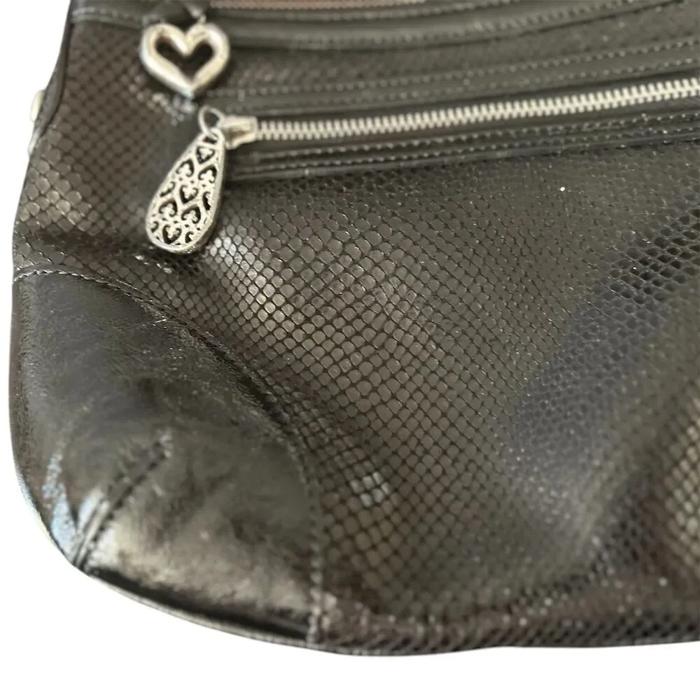 Brighton‎ Women's Black Snakeskin Embossed Leather Hobo Bag Purse